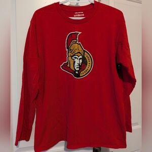 NHL Red Long Sleeve Tee with Ottawa Senators Crest